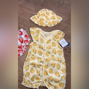 Lemon Print Baby Romper and Hat Set 24 months